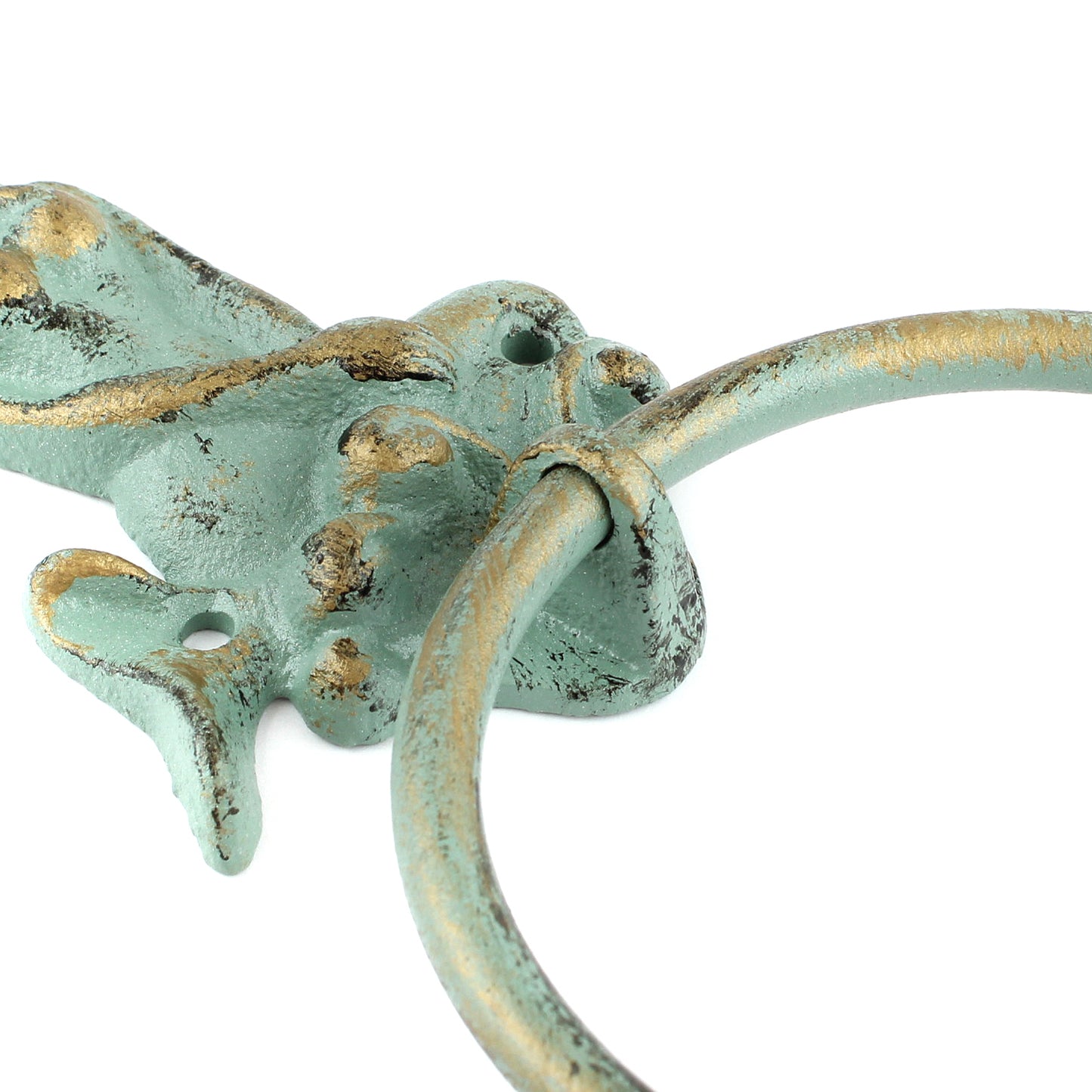 Cast Iron Mermaid Hand Towel Ring Wall Mounted Verdigris Patina Nautical Decor