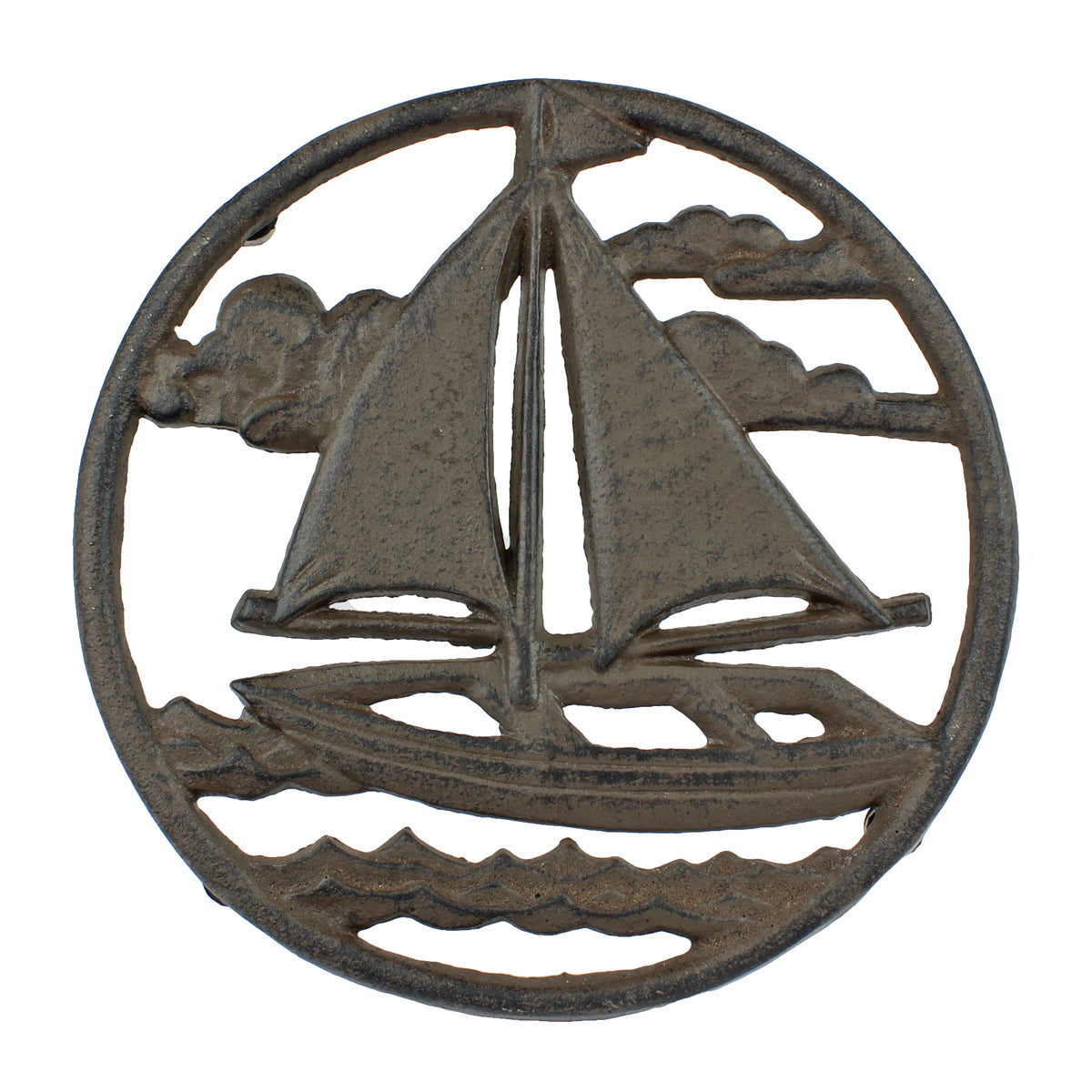 Sailboat Trivet Cast Iron Rustic Antique Style Hot Pot Plate Holder Nautical