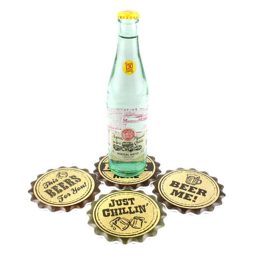 4 Funny Beer Table Porcelain Coasters With Cork Back Man Cave Bar Kitchen Decor