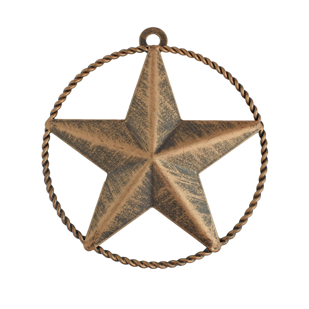 Rustic Tiny Small Barn Star Twisted Wire Ring 4 inch Tin Metal Brushed Copper