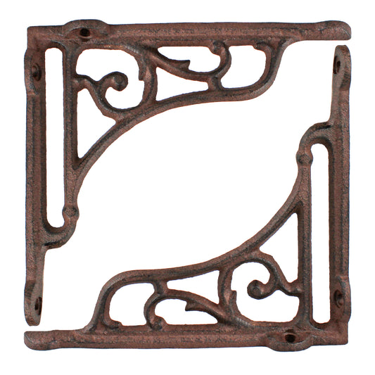 2 Vines Shelf Brackets Cast Iron Corner Brace Antique Style Brown 6 3/8 x 5 3/4"