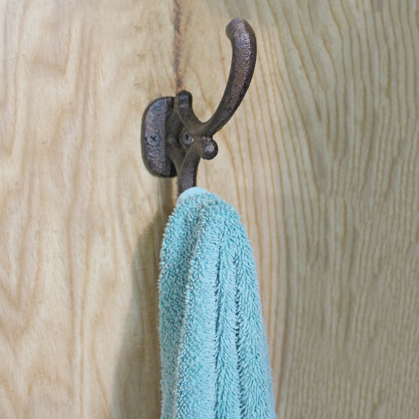 Rustic Cast Iron Vines Double Wall Hook Key Towel Coat Purse Door Hanger Brown