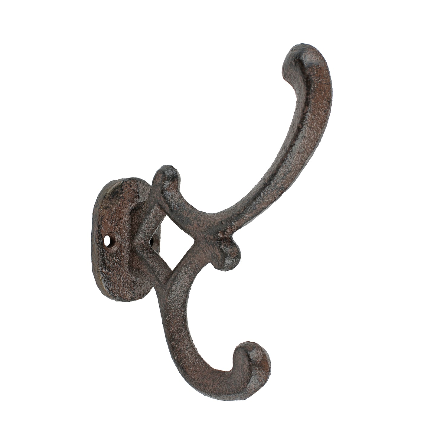 Rustic Cast Iron Vines Double Wall Hook Key Towel Coat Purse Door Hanger Brown