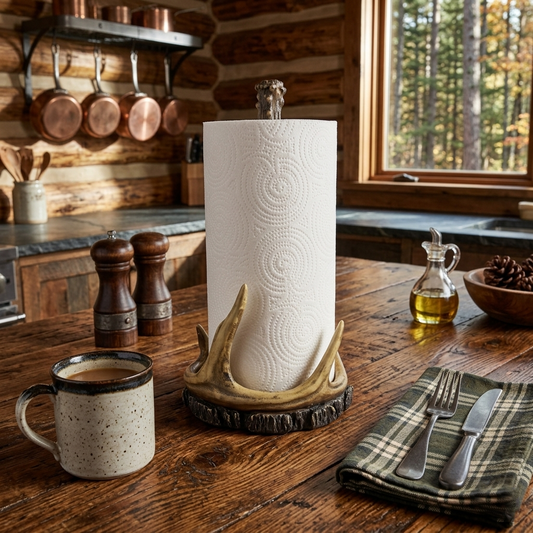 Deer Antler Kitchen Table Top Paper Towel Roll Holder Rustic Cabin Lodge Decor
