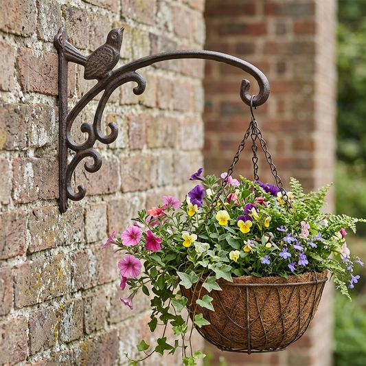 Large Bird Plant Hanger Scrolls Hook Flower Basket Holder Antique Style 12 inch