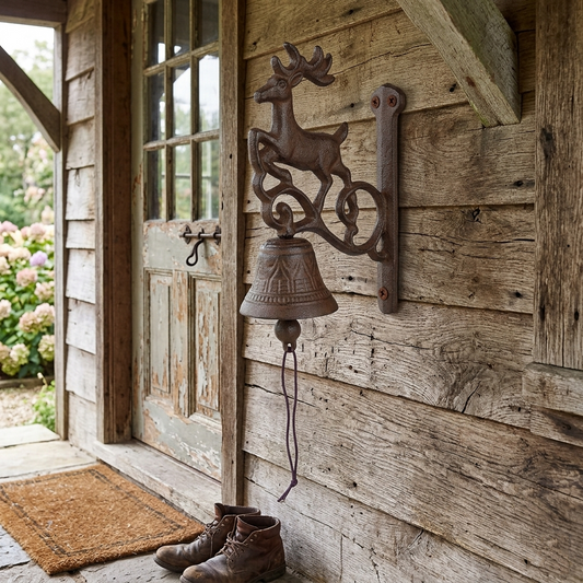Cast Iron Deer Buck Dinner Bell Wall Mounted Cabin Lodge Decor Antique Brown