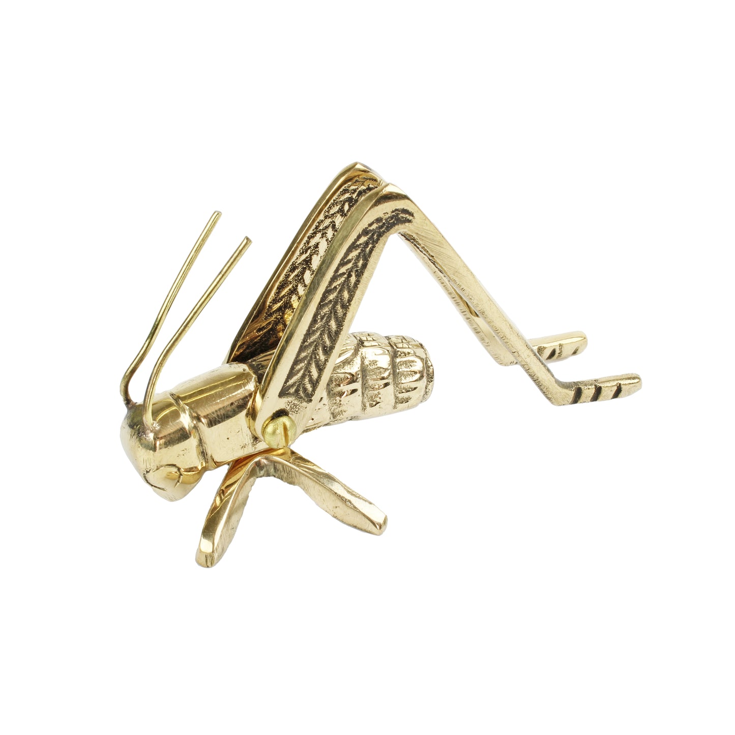 Small Gold Good Luck Metal Cricket Figurine Fireplace Hearth Solid Brass Insect