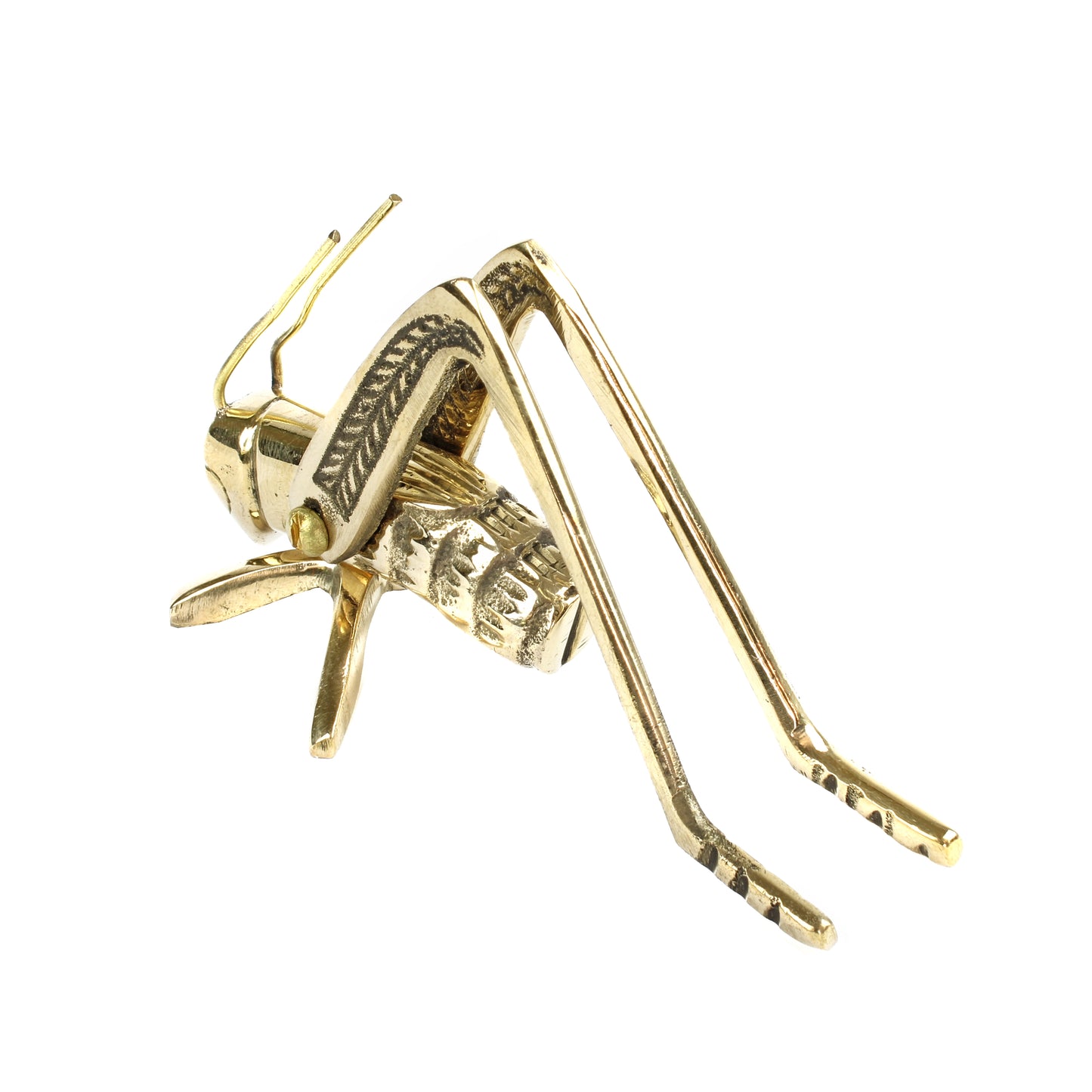 Small Gold Good Luck Metal Cricket Figurine Fireplace Hearth Solid Brass Insect