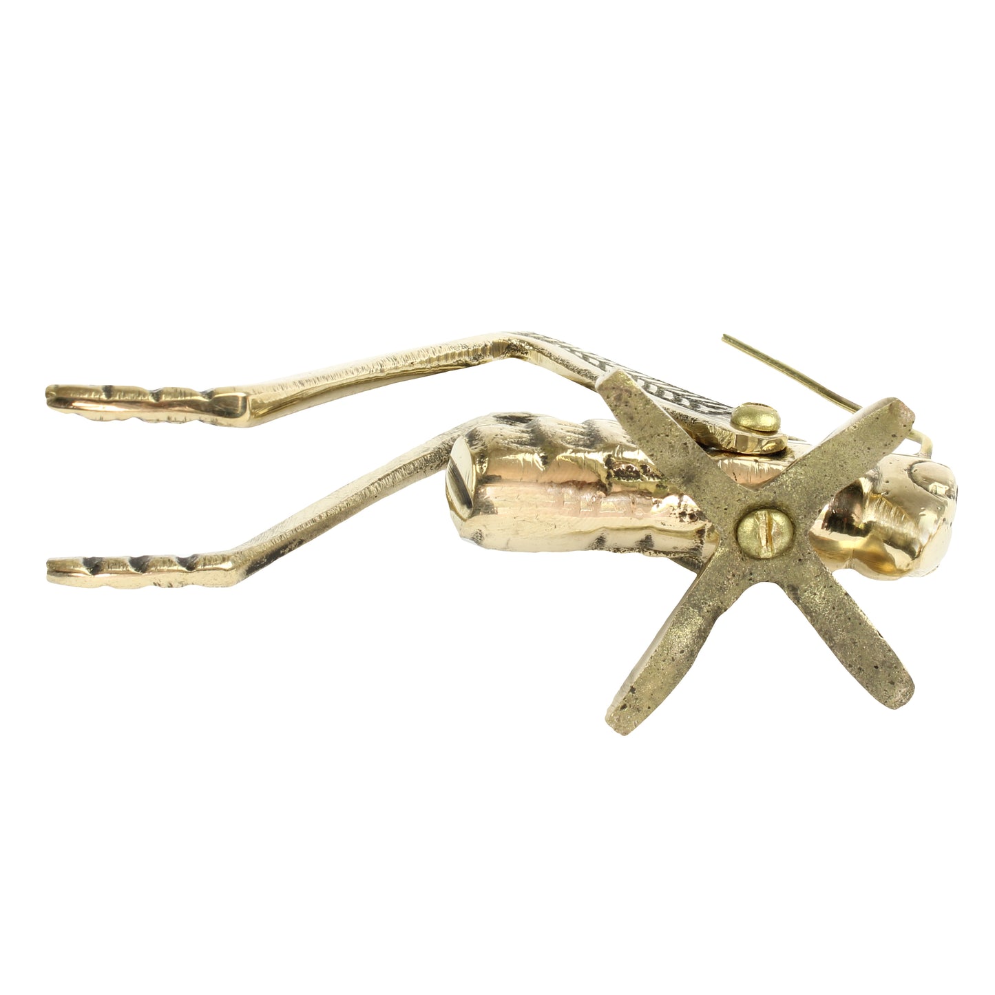 Small Gold Good Luck Metal Cricket Figurine Fireplace Hearth Solid Brass Insect