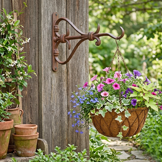 Large Fleur De Lis Plant Hook Hanger Cast Iron Rustic Antique Style Heavy Duty