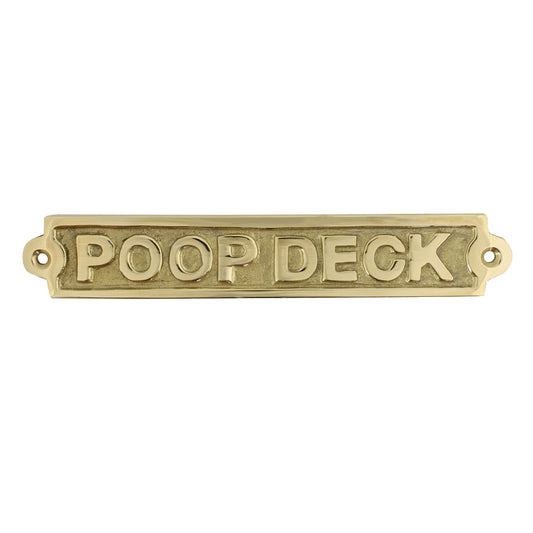 Polished Solid Brass Poop Deck Wall Decor Sign Nautical Beach House Door Plaque