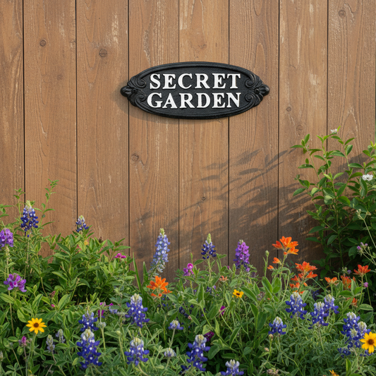 Secret Garden Cast Iron Sign Greenhouse Patio Porch Wall Decor Black 9.25 inch