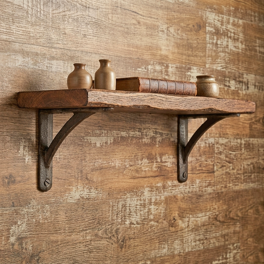2 Small Simple Cast Iron Shelf Brackets Rustic Antique Style Corner Braces 3.75"