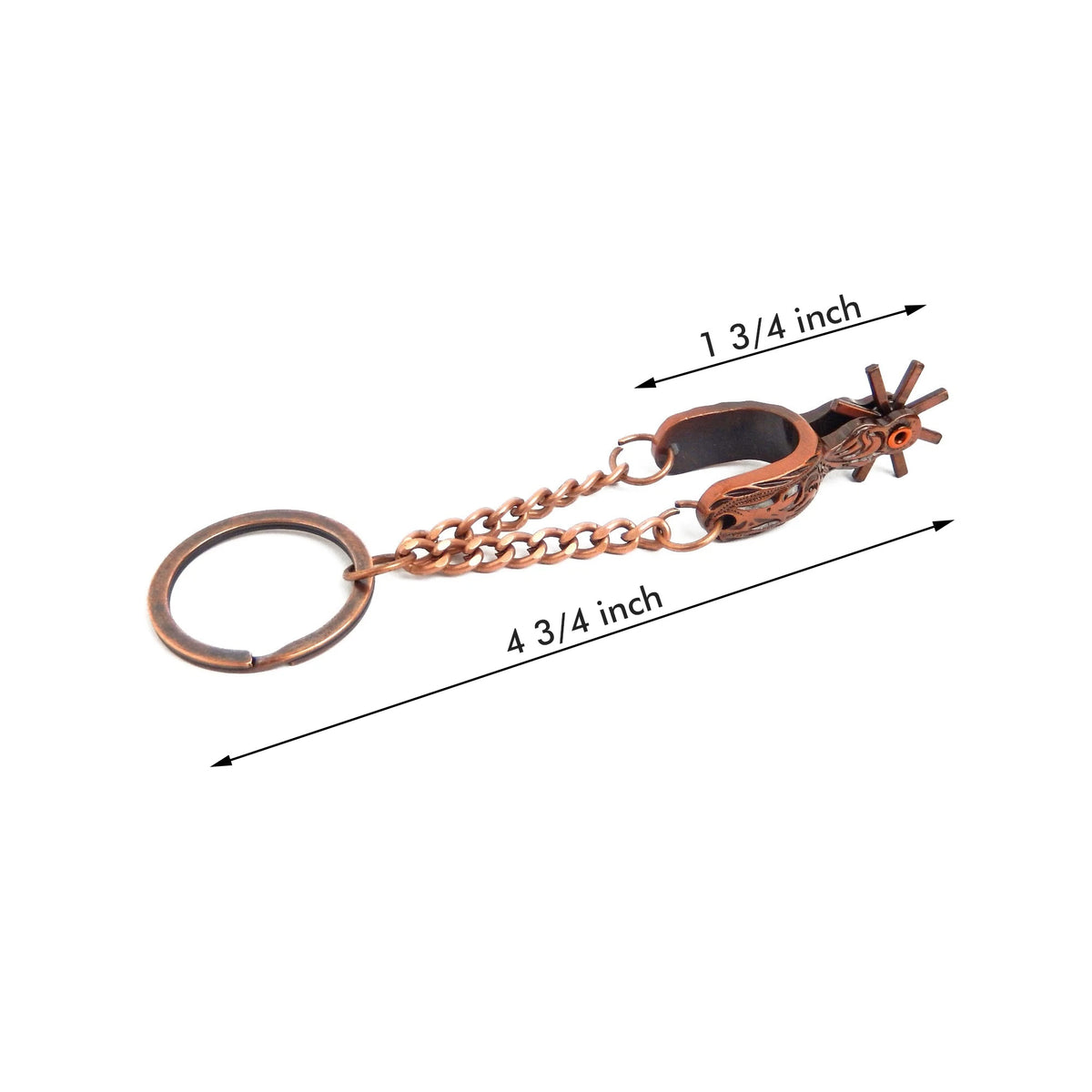 Metal Western Cowboy Spur Keychain Keyring Antique Copper Finish 4 3/4 inch Long