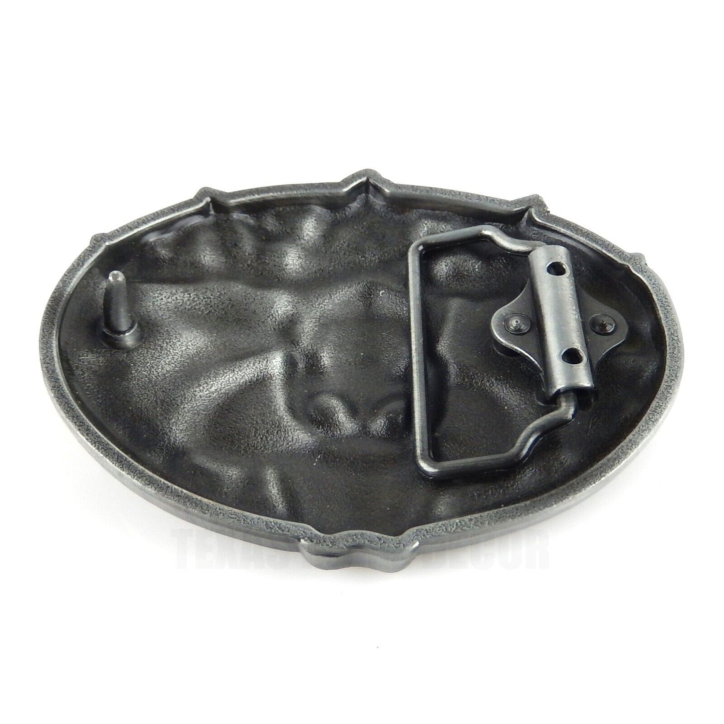 Dead Cowboy Belt Buckle Skull Guns Rattlesnake Red Enamel Inlay Fits 1.5" Belts