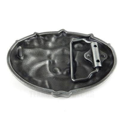 Dead Cowboy Belt Buckle Skull Guns Rattlesnake Red Enamel Inlay Fits 1.5" Belts