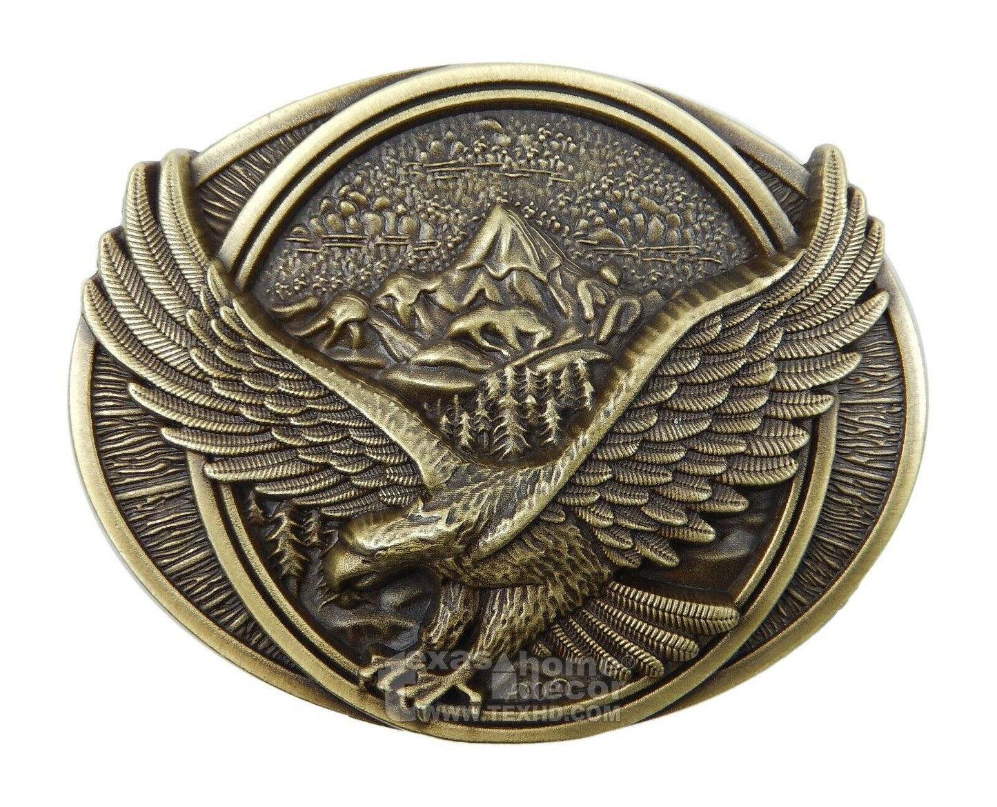 Men's American Eagle Belt Buckle USA Proud Antique Bronze Tone Fits 1.5" Belt