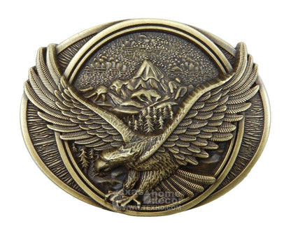 Men's American Eagle Belt Buckle USA Proud Antique Bronze Tone Fits 1.5" Belt