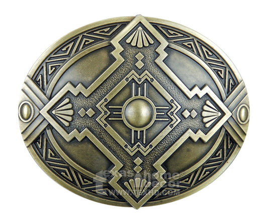 Men's Southwestern Belt Buckle Geometric Antique Bronze Tone Fits 1.5" Belts