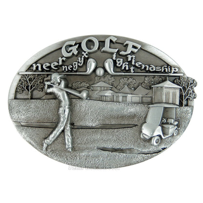 Golf Belt Buckle "Green Oxygen Light Friendship" Antique Silver Fits 1.5" Belts