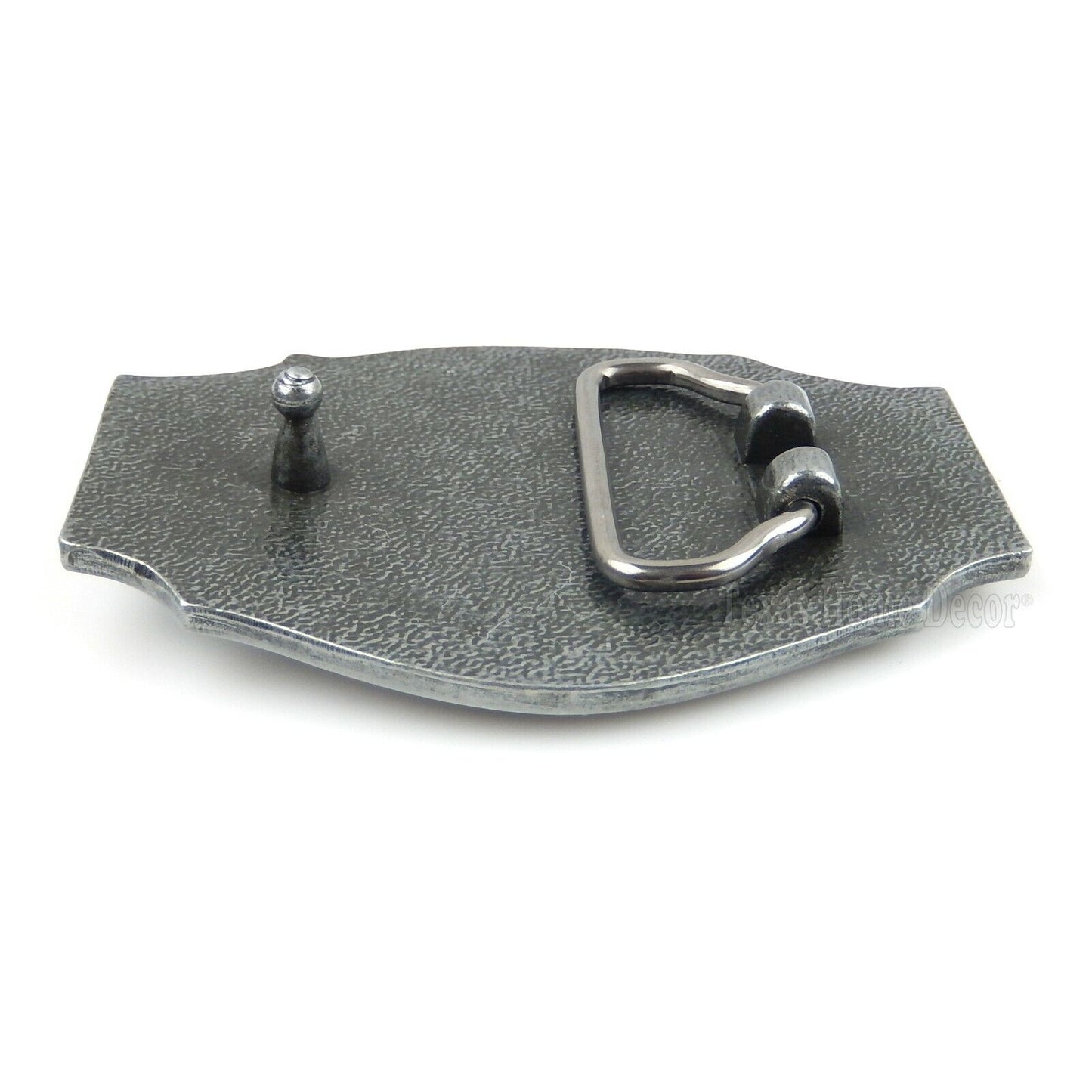 I'd Rather Be Fishing Belt Buckle Antique Silver Enamel Inlay Fits 1.5" Belts