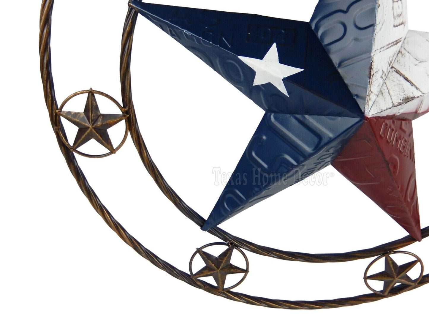 Metal Texas Flag Barn Star Embossed License Plate Look Rustic Red White Blue 24"