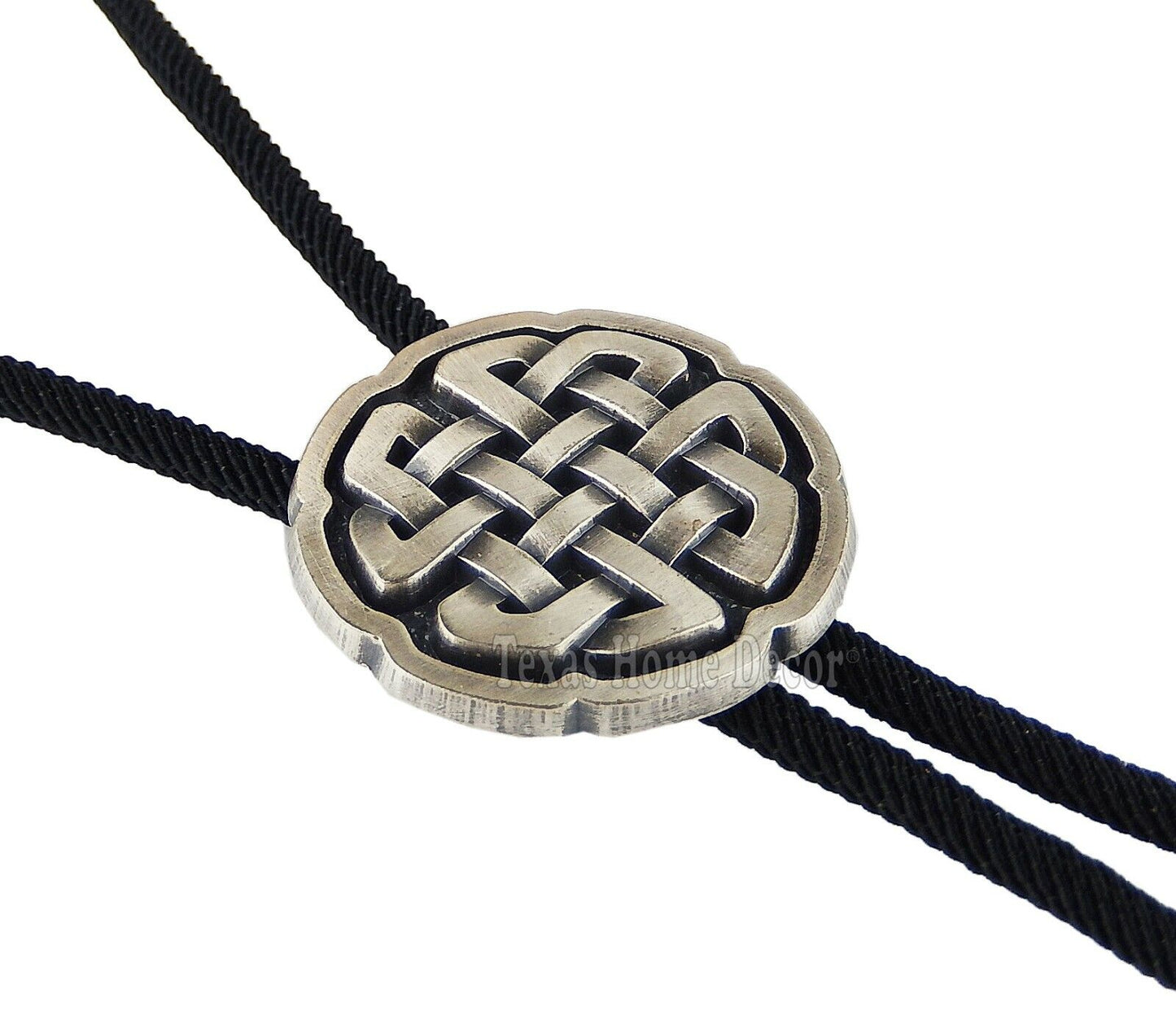 Celtic Knot Bolo Tie Real Silver Plated 35" Fiber Sky Systems Braided Cord