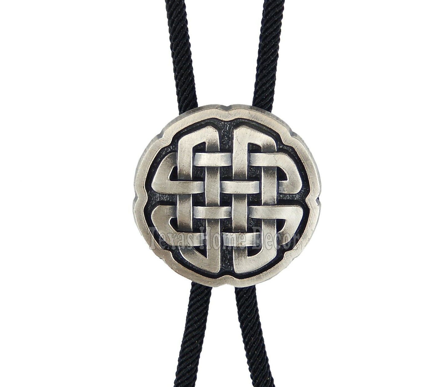 Celtic Knot Bolo Tie Real Silver Plated 35" Fiber Sky Systems Braided Cord
