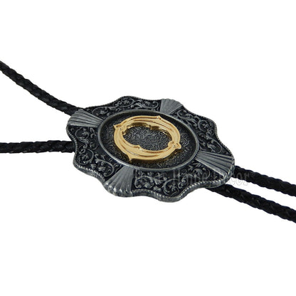Initial Letter "O" Bolo Tie Western 38" Genuine Leather Cord Detailed Tips