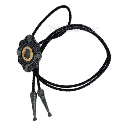 Initial Letter "O" Bolo Tie Western 38" Genuine Leather Cord Detailed Tips