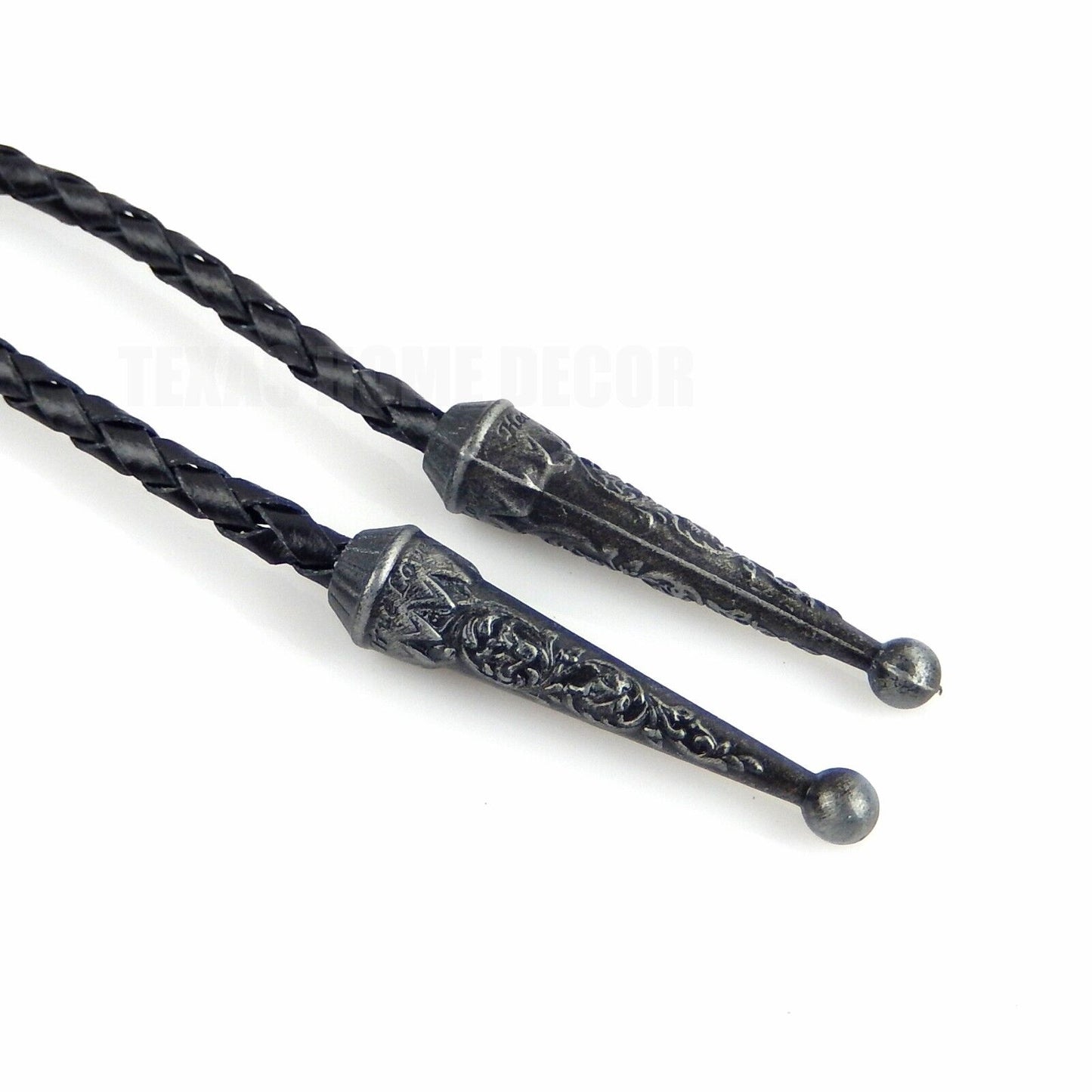 Oval Floral Scalloped  Concho Bolo Tie 40" Leather Cord Antique Silver Tone