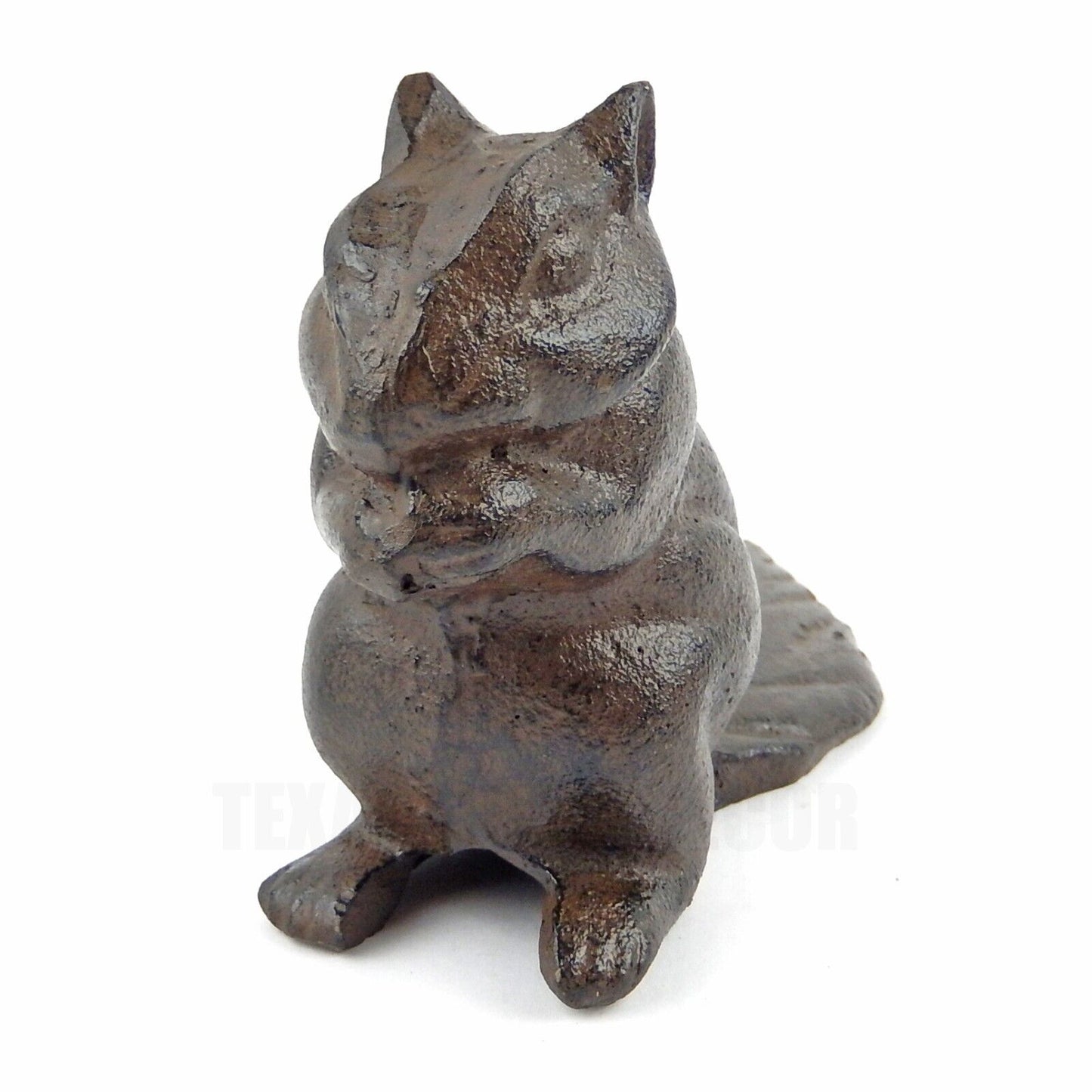Brown Cast Iron Squirrel Figurine Statue Garden Tree Stump Yard Porch Decor