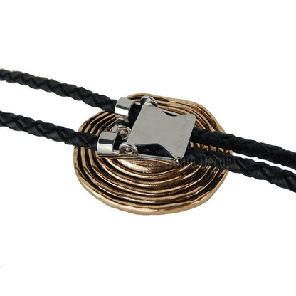 Obsidian Bolo Tie Real Gold Plated 38" Adjustable Leather Cord