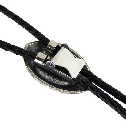 Obsidian Bolo Tie Real Silver Plated 38" Adjustable Leather Cord