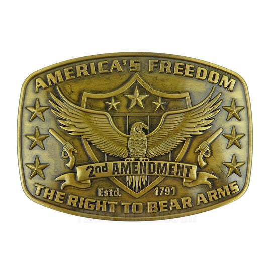 America's Freedom Belt Buckle 2nd Amendment Gun Rights Antique Bronze Eagle