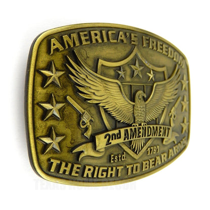 America's Freedom Belt Buckle 2nd Amendment Gun Rights Antique Bronze Eagle