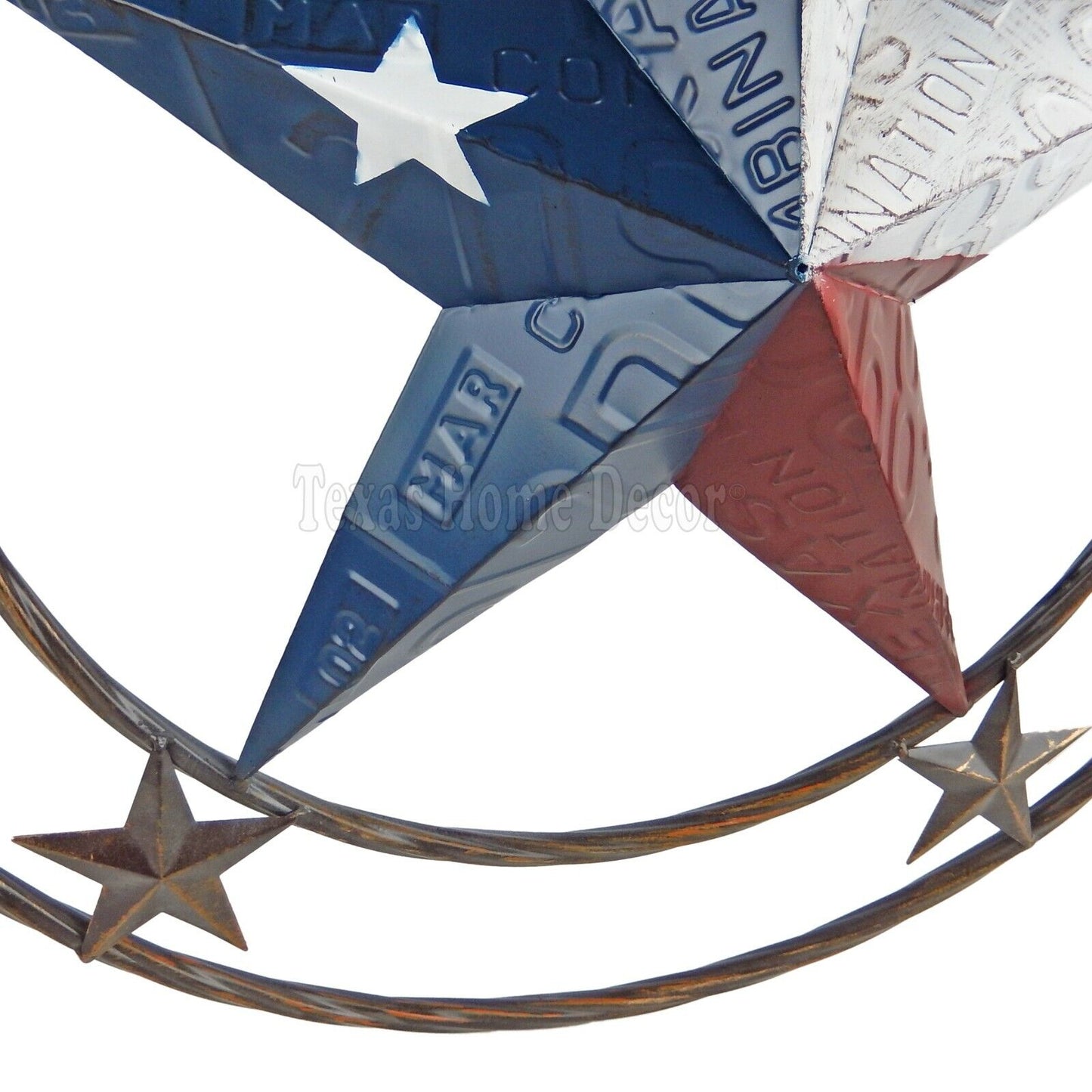 24" Texas Flag Barn Star Metal Embossed License Plate Western Wall Decor Rustic