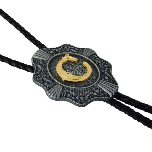 Initial Letter "C" Bolo Tie Western 38" Genuine  Leather Cord Detailed Tips