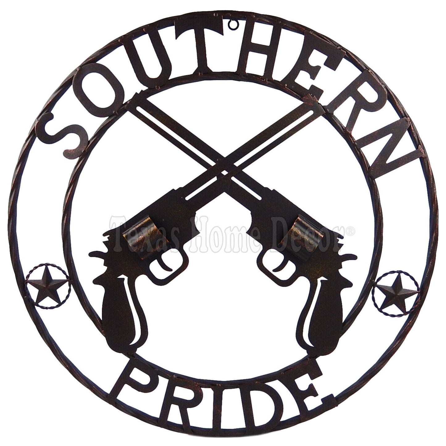 24" "Southern Pride" Crossed Guns Stars Wall Decor Metal Sign Plaque 3D