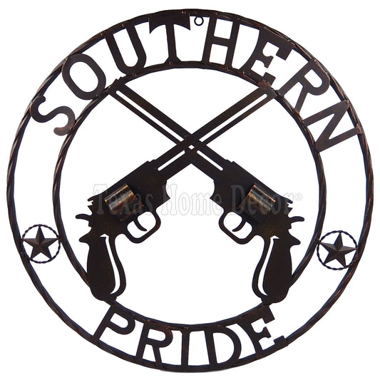 24" "Southern Pride" Crossed Guns Stars Wall Decor Metal Sign Plaque 3D