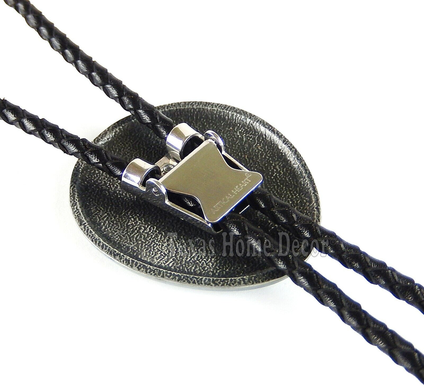 Bear Claw Paw Bolo Tie Genuine Leather Cord Silver Tone Turquoise Enamel 38" Adjustable