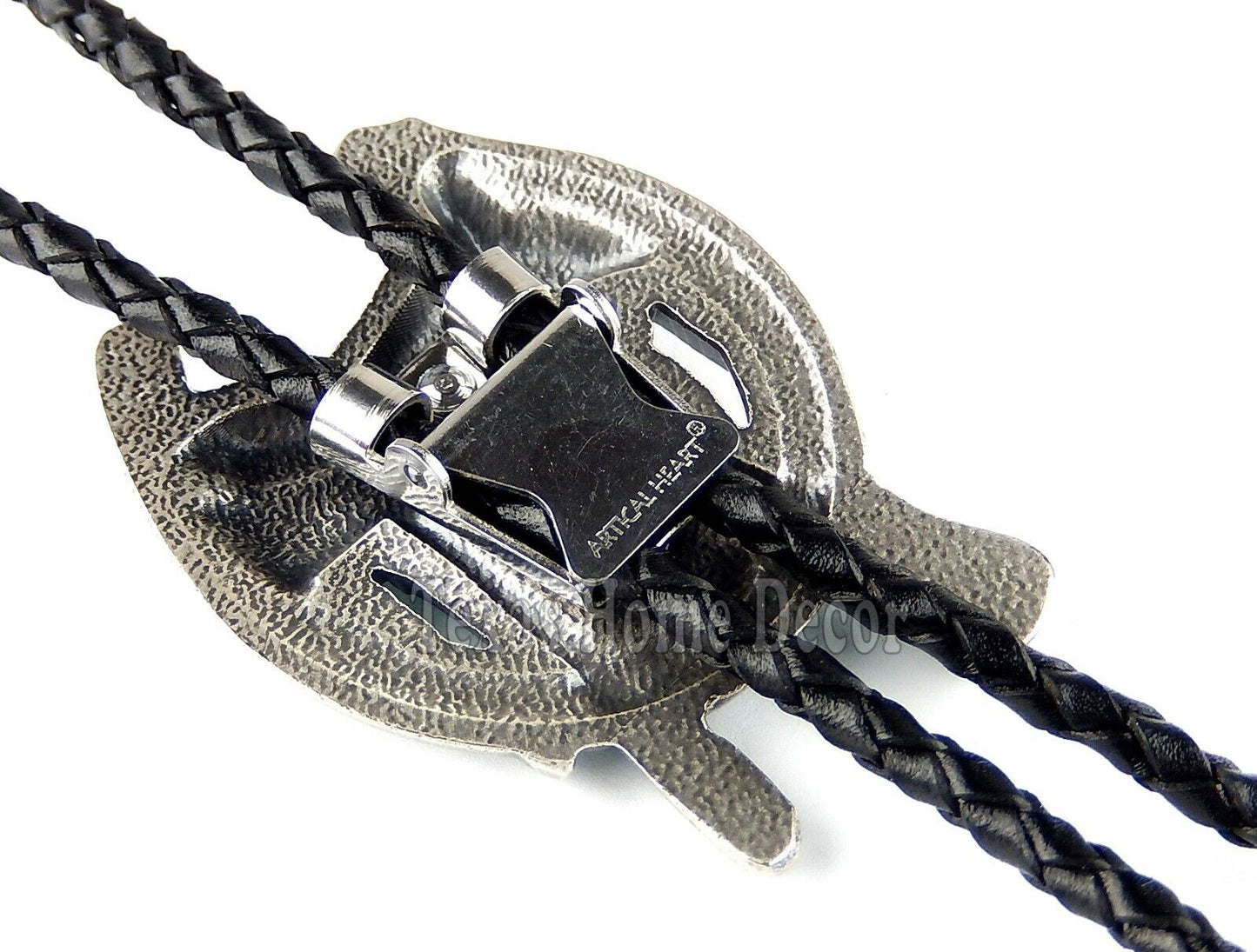 Saddle Bolo Tie Boots Horseshoe Real Silver Plated 38" Leather Cord Western