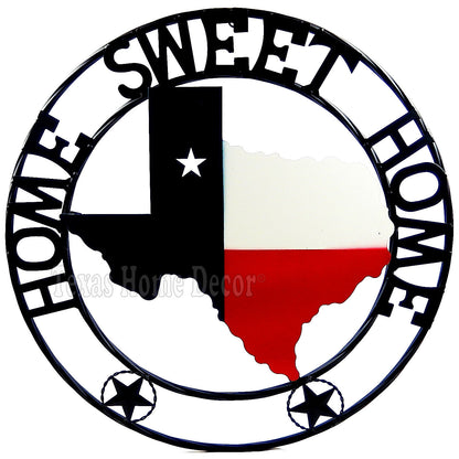 24" Home Sweet Home Texas Flag Map Outline Plaque Sign with Rings Red White Blue