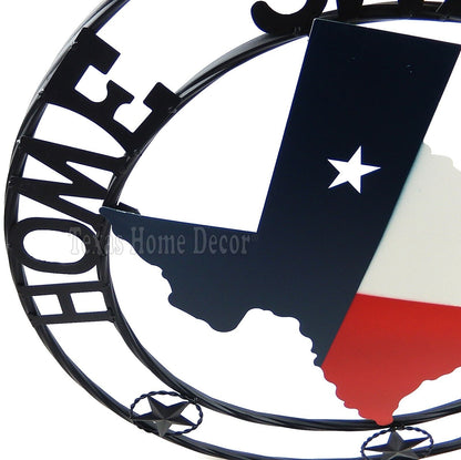 24" Home Sweet Home Texas Flag Map Outline Plaque Sign with Rings Red White Blue