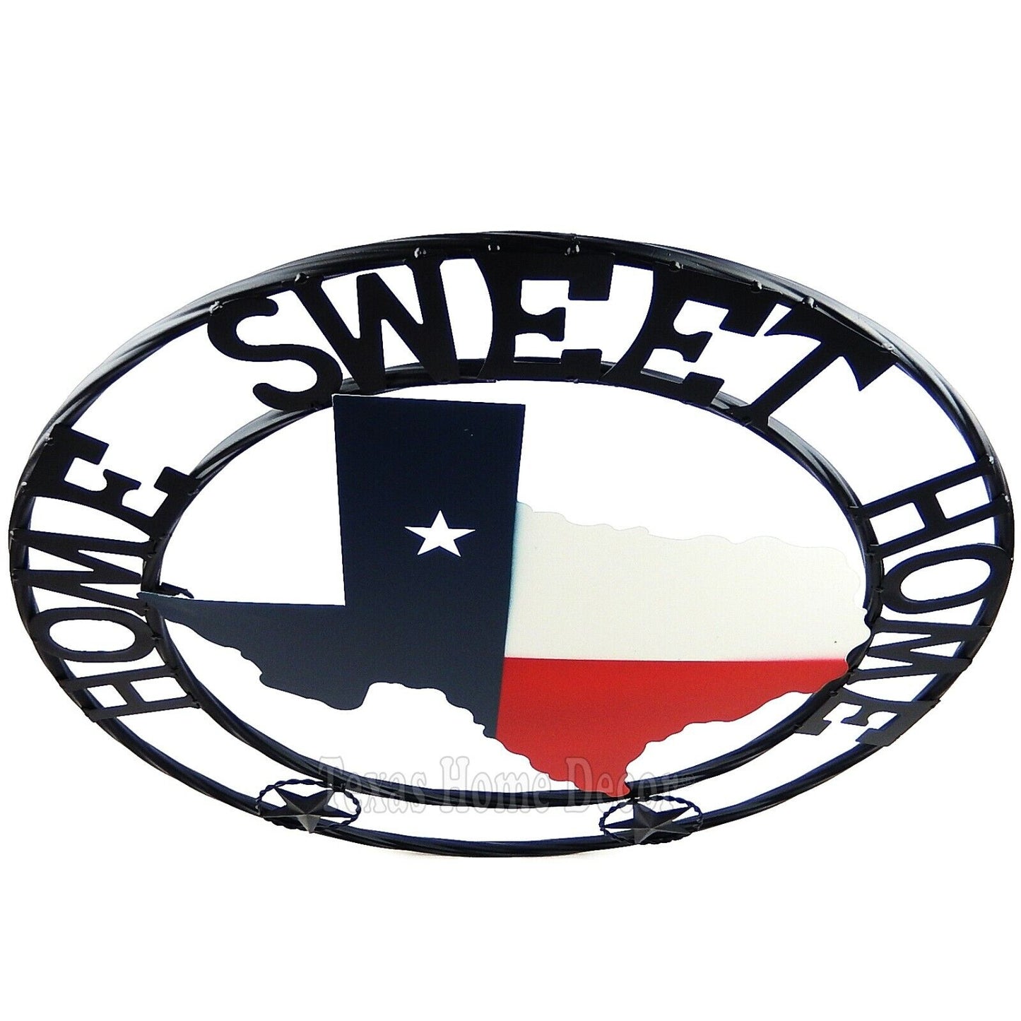 24" Home Sweet Home Texas Flag Map Outline Plaque Sign with Rings Red White Blue