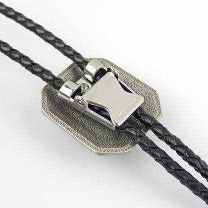 Black Agate Stone Celtic Bolo Tie Real Silver Plated 38" Genuine Leather Cord
