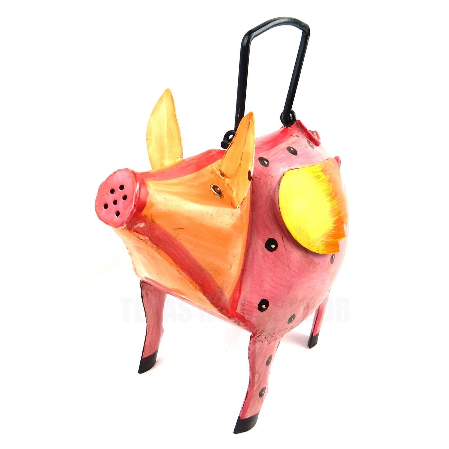 Handcrafted Metal Pink Florida Flying Pig Watering Can Plant Pals Garden Decor