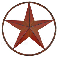 Metal Barn Star Circle Wall Decor Rust Red Orange Finish 16 inch