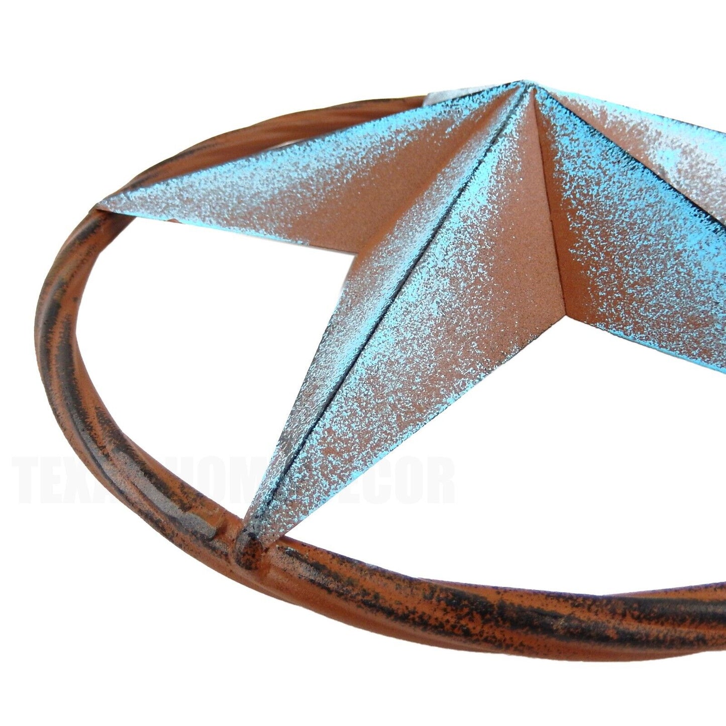 Metal Barn Star Circle Wall Decor Rust Brown Turquoise Finish 12 inch