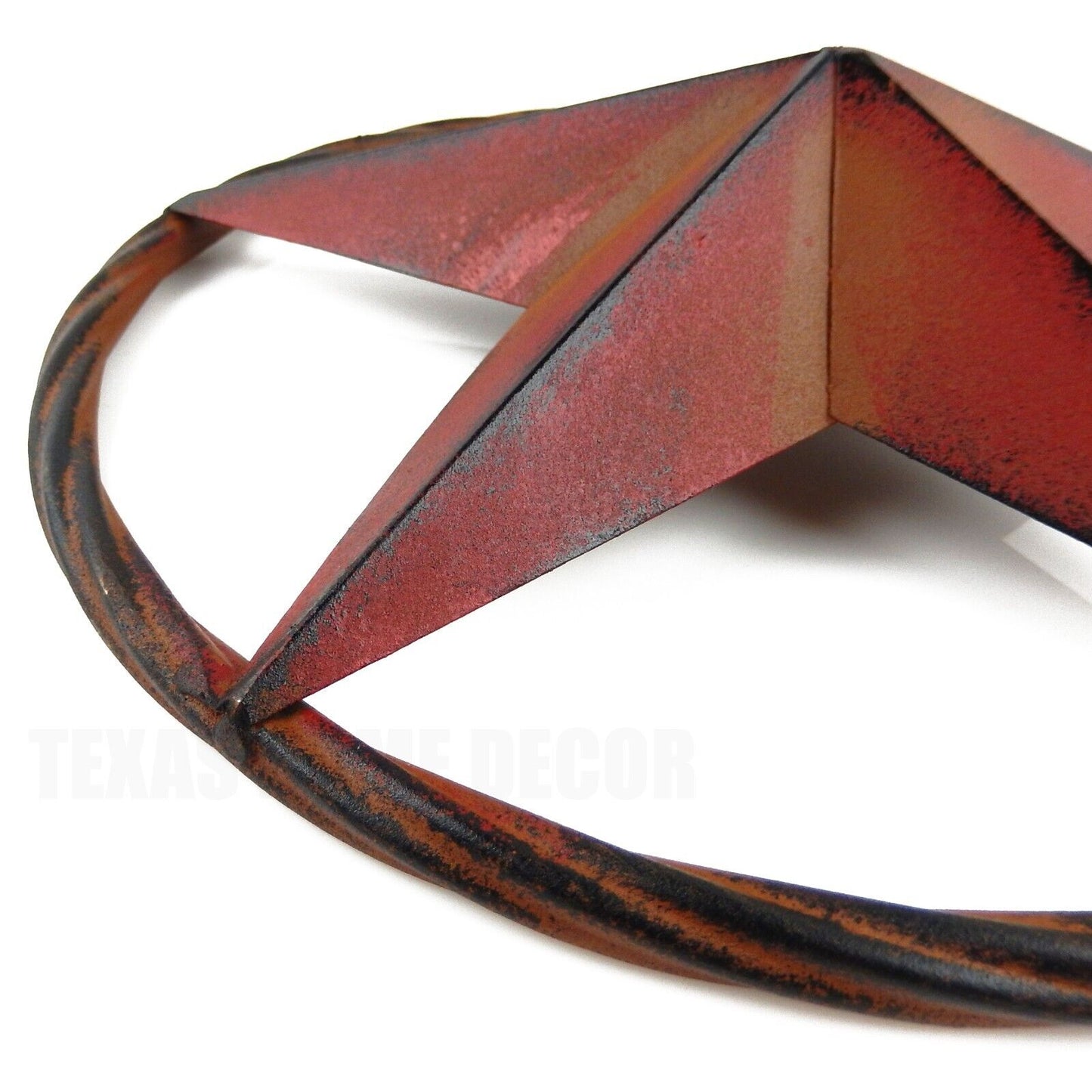 Metal Barn Star Circle Wall Decor Rust Red Orange Finish 12 inch